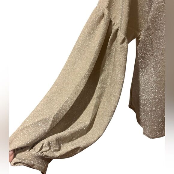 NWT Hayden women's long sleeve sparkle gold top with balloon sleeves size small - Picture 3 of 10